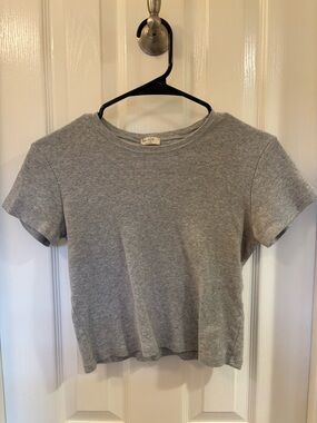 John Galt Light Gray Crewneck Crop Tee